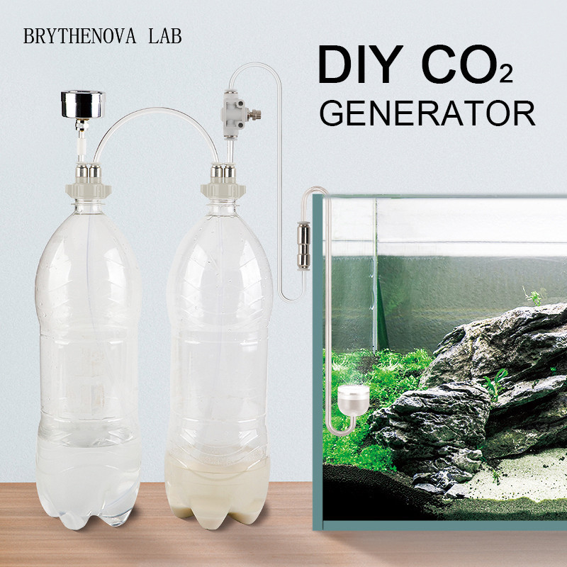 Planted Aquarium Tank Kit - ชุดอุปกรณ์สร้างก๊าซคาร์บอนไดออกไซด์สำหรับตู้ปลาแบบปลูกต้นไม้ พร้อมวาล์ว ขวด และสารเร่งปฏิกิริยาสำหรับตู้ปลาและพืชน้ำ
