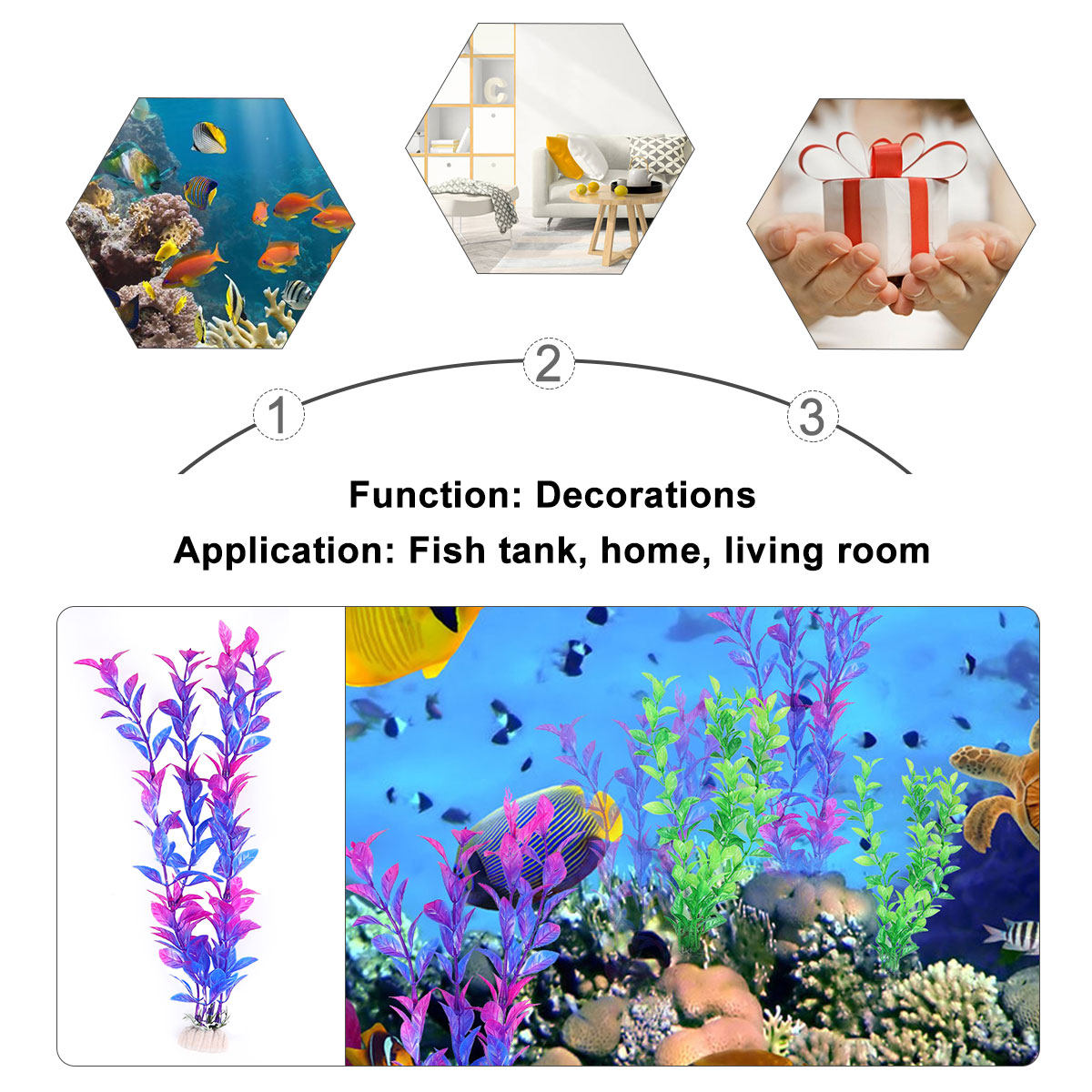 Planted Aquarium Maintenance - ชุดต้นไม้น้ำปลอม 10 ชิ้น สำหรับตกแต่งตู้ปลา ต้นไม้น้ำพลาสติก ทำความสะอาดง่าย